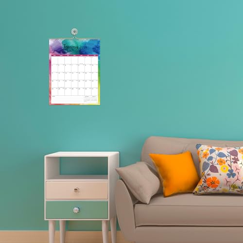 Artfan 2026 Calendar/Wall Calendar - JAN 2026 - DEC 2026, 18 Monthly Calendar 2026 with Thick Paper, 12" x 15", Twin-Wire Binding + Hanging Hook + Large Blocks, Wall Calendar with Julian Dates - Watercolor Ink - Image 5