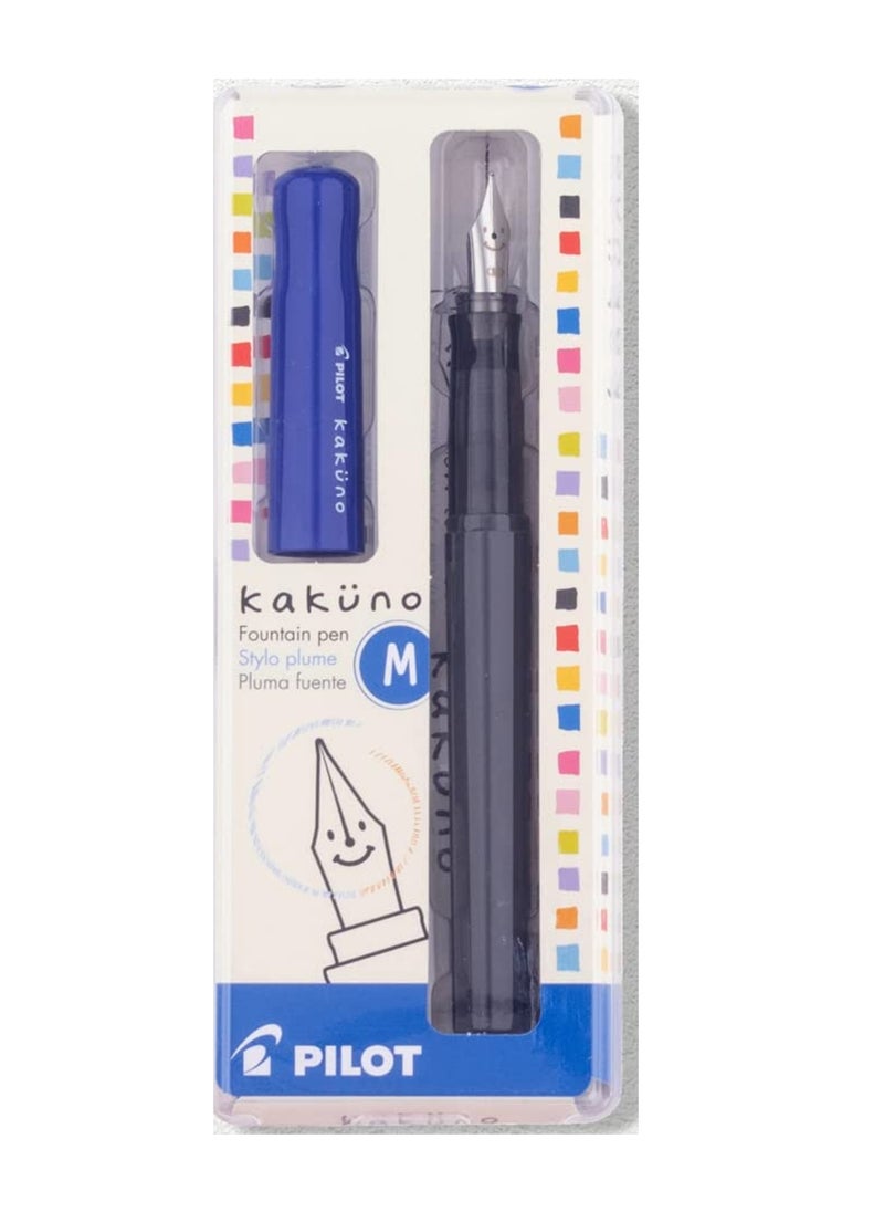 PILOT Kakuno Fountain Pen Blue Body With One Ink Cartridge Medium Tip  - Image 1