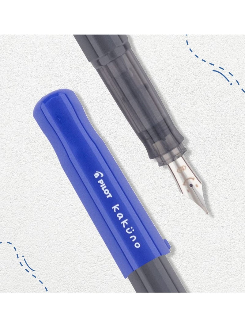 PILOT Kakuno Fountain Pen Blue Body With One Ink Cartridge Medium Tip  - Image 4