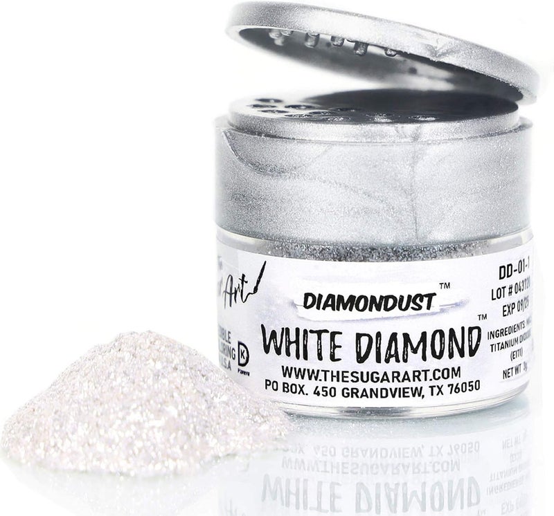DiamonDust غبار الماس الأبيض القابل للأكل من ذا سكر آرت - 4 جرام زينة آمنة للطعام تتلألأ للكعك، الكوكتيلات، وأكثر - Image 2