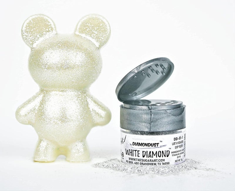DiamonDust غبار الماس الأبيض القابل للأكل من ذا سكر آرت - 4 جرام زينة آمنة للطعام تتلألأ للكعك، الكوكتيلات، وأكثر - Image 3