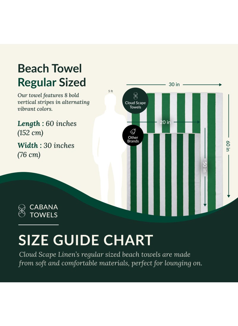 Cloud Scape Linen Cabana Stripe Beach Towel Set Pack of 2, Oversized Soft Cotton Towel, Perfect for Beach ,30x60, Green  - Image 5