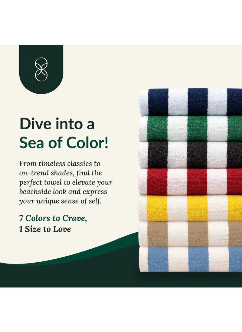 Cloud Scape Linen - Cabana Stripe Beach Towel Set Pack of 2, Oversized Soft Cotton Towel, Perfect for Beach ,30x60, Green - Image 1