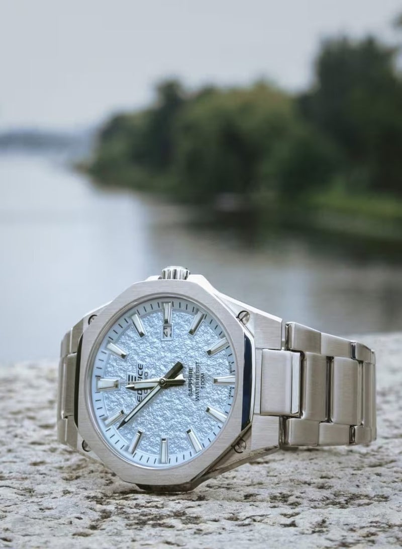 CASIO EFR-S108DE-2A | ساعة يد للرجال من الفولاذ المقاوم للصدأ النحيف، زجاج ياقوتي، مقاومة للماء حتى 100 م، قرص مزخرف - Image 2