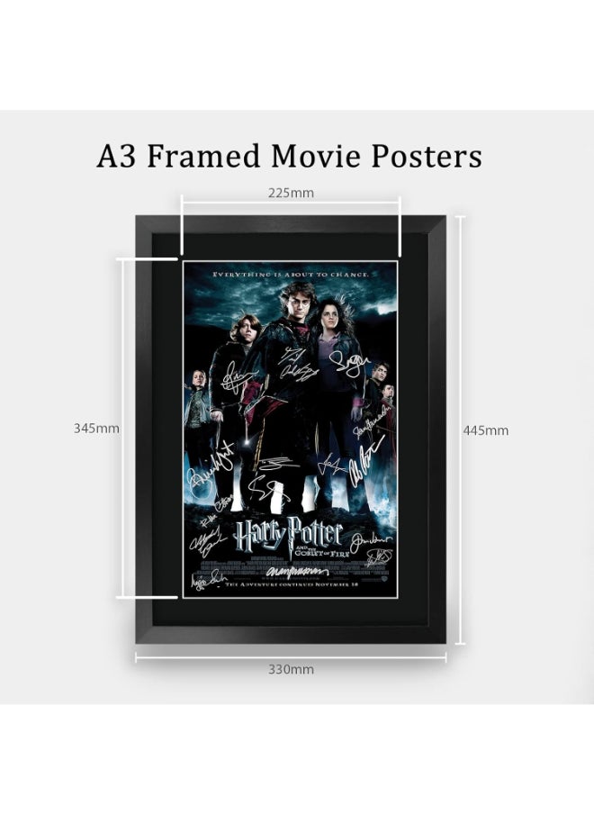 HWC Trading HWC Trading Goblet of Fire Harry Potter The Cast Daniel Radcliffe Emma Watson Rupert Grint Gifts Printed Poster Signed Autograph Picture for Movie Memorabilia Fans - A3 Framed  - Image 2