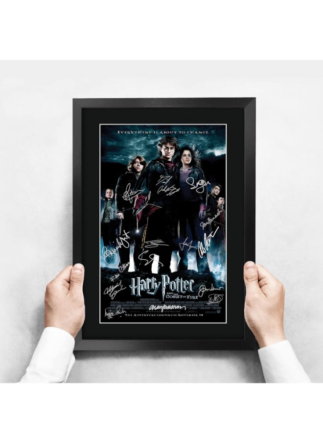 HWC Trading HWC Trading Goblet of Fire Harry Potter The Cast Daniel Radcliffe Emma Watson Rupert Grint Gifts Printed Poster Signed Autograph Picture for Movie Memorabilia Fans - A3 Framed  - Image 3