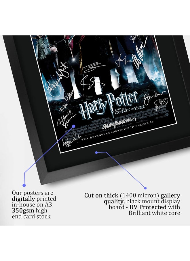 HWC Trading HWC Trading Goblet of Fire Harry Potter The Cast Daniel Radcliffe Emma Watson Rupert Grint Gifts Printed Poster Signed Autograph Picture for Movie Memorabilia Fans - A3 Framed  - Image 4