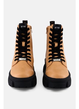 STEVE MADDEN Women Tanker Lace Up Ankle Boots, Tan  - Image 3