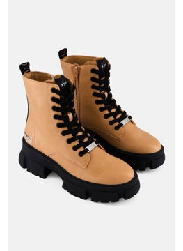 STEVE MADDEN Women Tanker Lace Up Ankle Boots, Tan  - Image 1