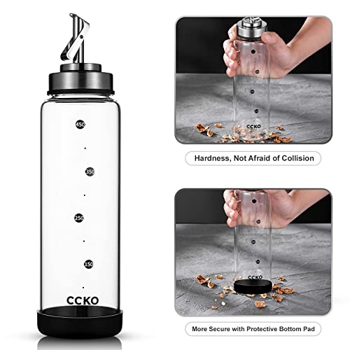CCKO Glass Olive Oil Dispenser Bottle Shatterproof and Leakproof with Stainless Steel Spouts High Temperature Resistant 17oz Cooking Oil and Vinegar Cruet Dispenser - Image 4