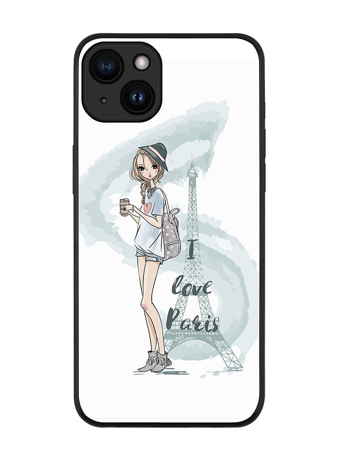 Stylizedd Cover for iPhone 15 Plus Case Rugged Black Slim fit Soft Flexible Anti Drop TPU Gel Thin Protective Phone Cases - I Love Paris - Image 1