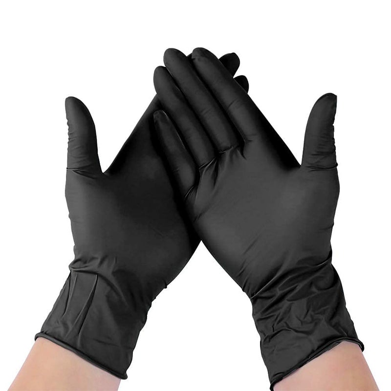 SHIELD PLUS Black Nitrile Gloves Powder Free Hand gloves Multi Purpose with Superior DurabilityGeneral Gloves Pack of 50 Black Medium