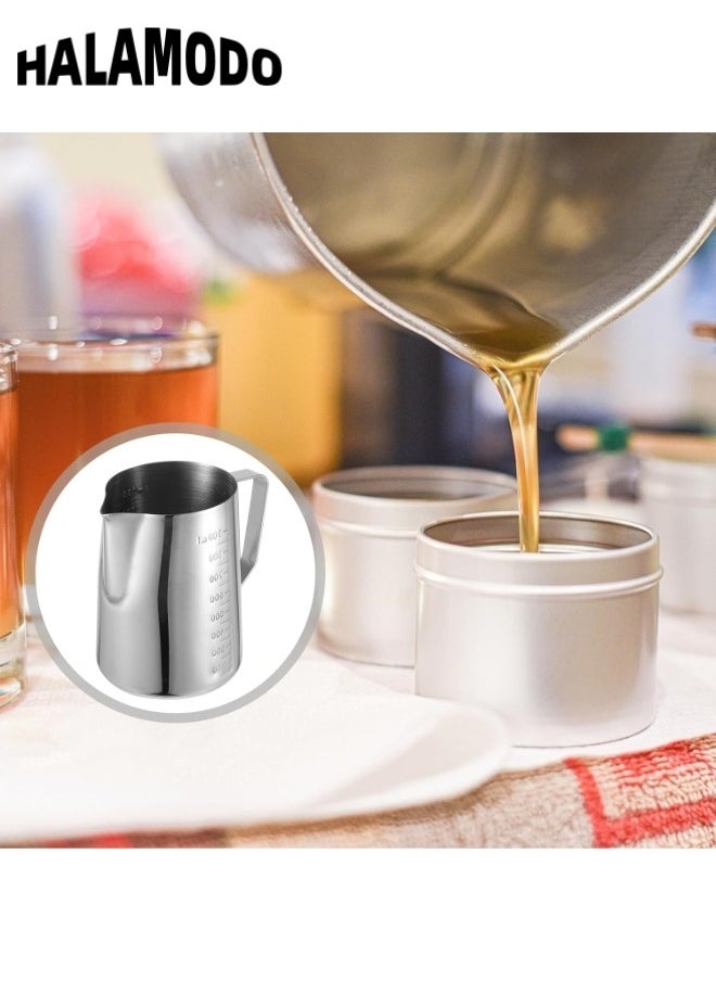 HALAMODO - 19oz Espresso Milk Frothing Pitcher with Measurement Scale Espresso Steaming Pitcher Coffee Milk Frothing Cup Stainless Steel Frothing Pitcher for Milk Coffee Cappuccino Latte Art - Image 1