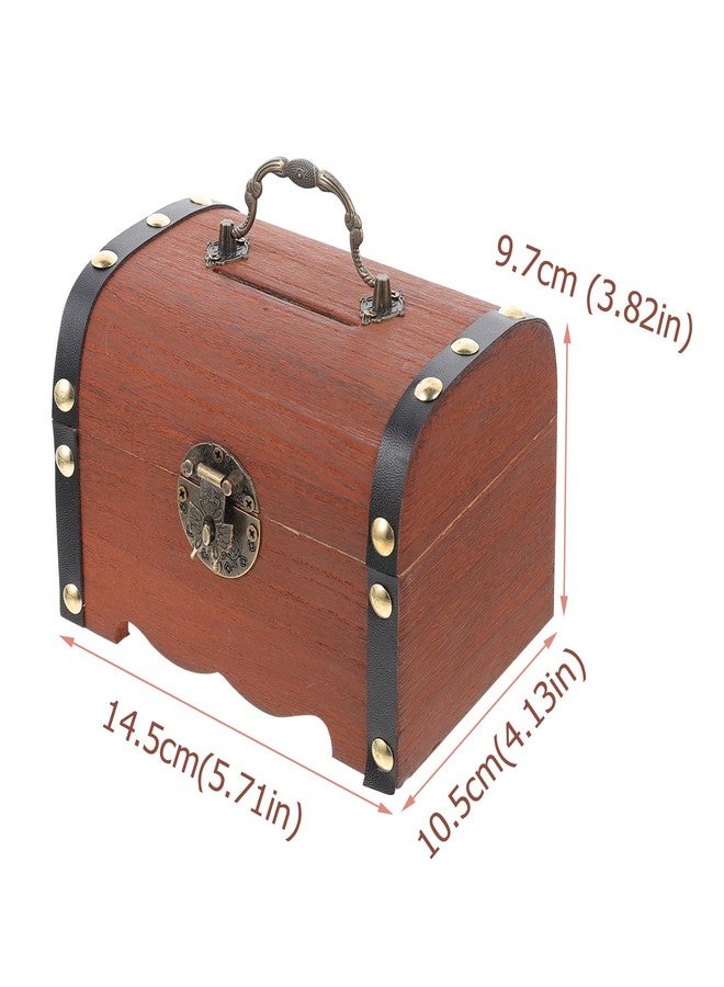 فاجويلي حصالة نقود فاجولي، حصالات للكبار والصغار، صندوق تخزين كنز القراصنة، صندوق نقود قابل للقفل، صندوق مجوهرات خشبي منظم للكنوز، أسود - Image 4