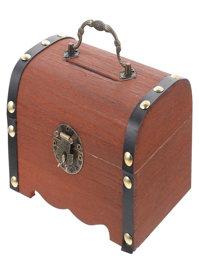 فاجويلي حصالة نقود فاجولي، حصالات للكبار والصغار، صندوق تخزين كنز القراصنة، صندوق نقود قابل للقفل، صندوق مجوهرات خشبي منظم للكنوز، أسود - Image 1