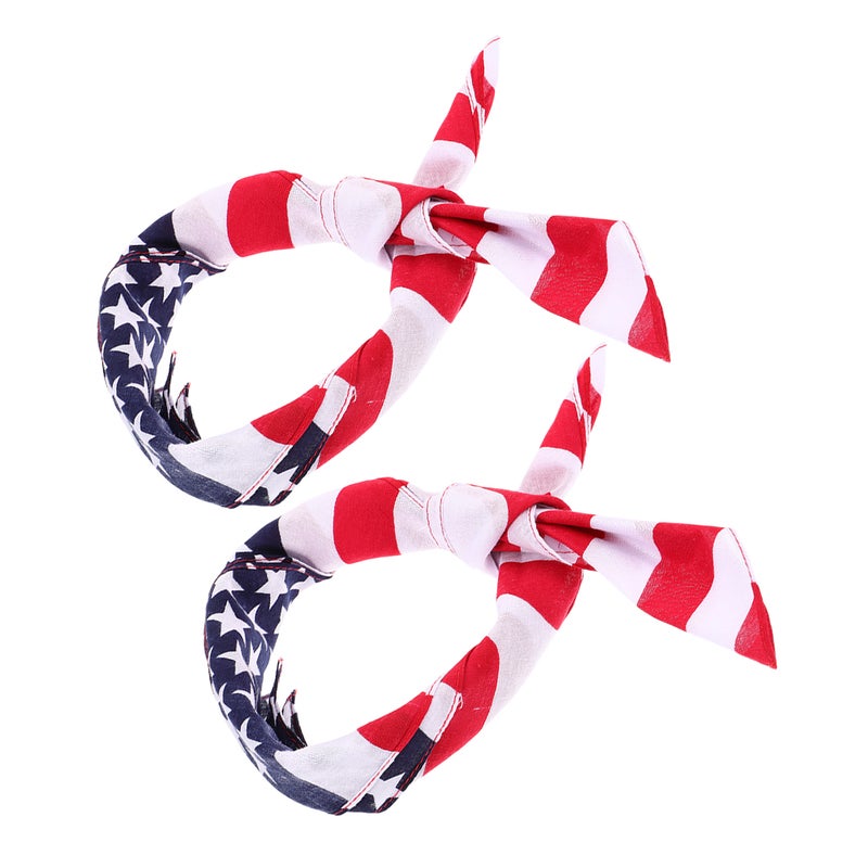 2Pcs American Flag Bandana Fashion Neck Scarf Handkerchief Patriotic Kerchief Hand Towel - Image 3