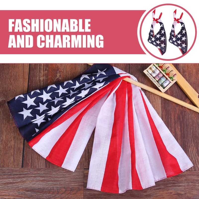 2Pcs American Flag Bandana Fashion Neck Scarf Handkerchief Patriotic Kerchief Hand Towel - Image 5