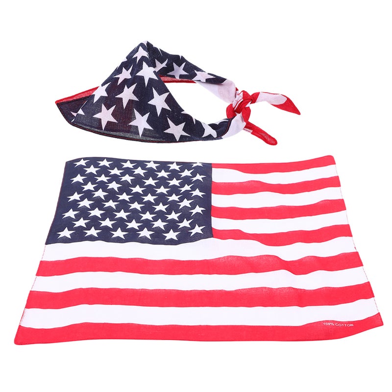 2Pcs American Flag Bandana Fashion Neck Scarf Handkerchief Patriotic Kerchief Hand Towel - Image 2