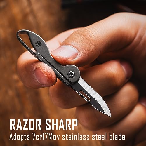 KeyUnity KK05 Mini Titanium Pocket Knife for Everyday Carry- Razor Sharp Folding Blade, Lightweight EDC Tool for Camping, Hiking and Outdoor (Grey) - Image 3