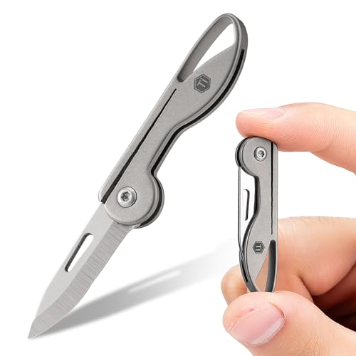 KeyUnity KK05 Mini Titanium Pocket Knife for Everyday Carry- Razor Sharp Folding Blade, Lightweight EDC Tool for Camping, Hiking and Outdoor (Grey) - Image 1