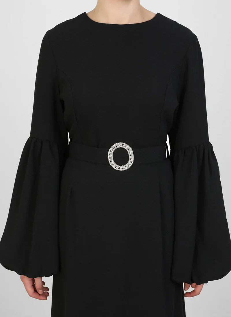 Refka by modanisa Belted Sleeve Maxi Dress