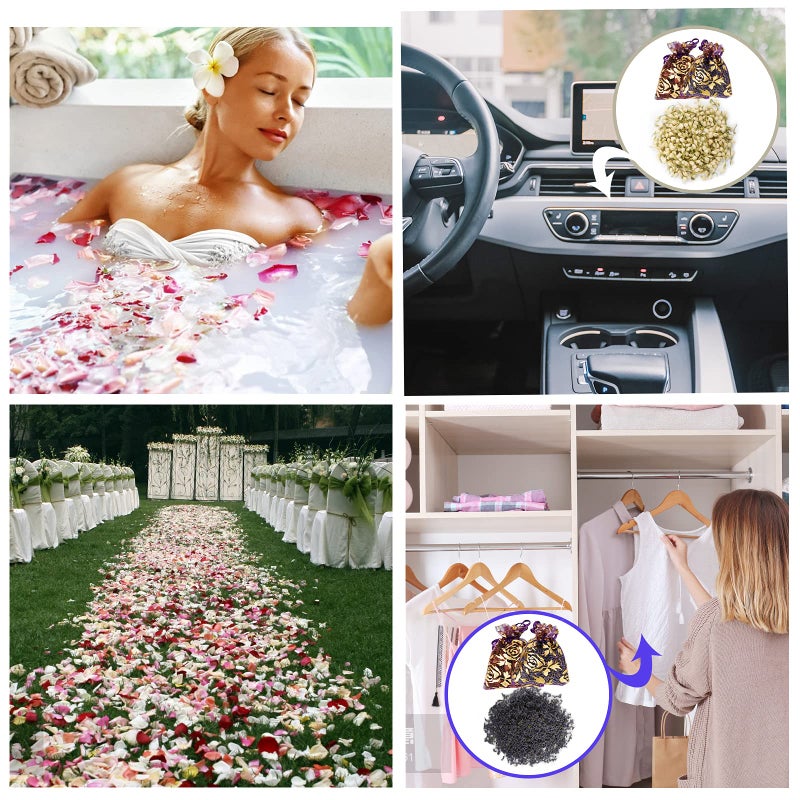 SACATR 40 Bags Natural Dried Flowers Kit, Natural Dried Herbs with 2 Mesh Drawstring Bag for Soap,Candle,Resin Jewelry Making,Bath,Nail - Rose Petals,Rosebuds,Lilium,Jasmine,Don't Forget Me and More - Image 5
