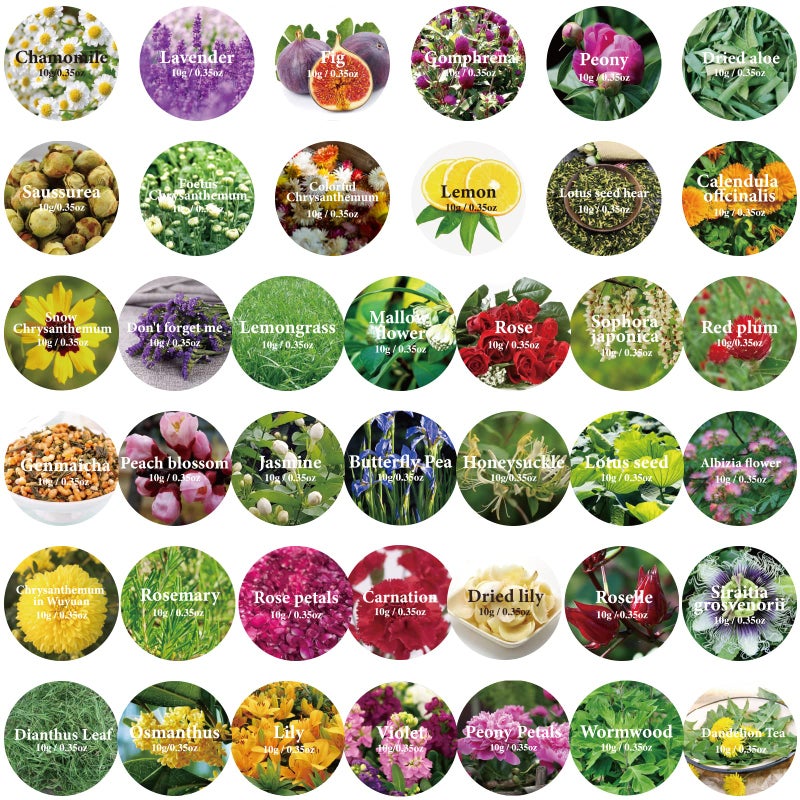 SACATR 40 Bags Natural Dried Flowers Kit, Natural Dried Herbs with 2 Mesh Drawstring Bag for Soap,Candle,Resin Jewelry Making,Bath,Nail - Rose Petals,Rosebuds,Lilium,Jasmine,Don't Forget Me and More - Image 2