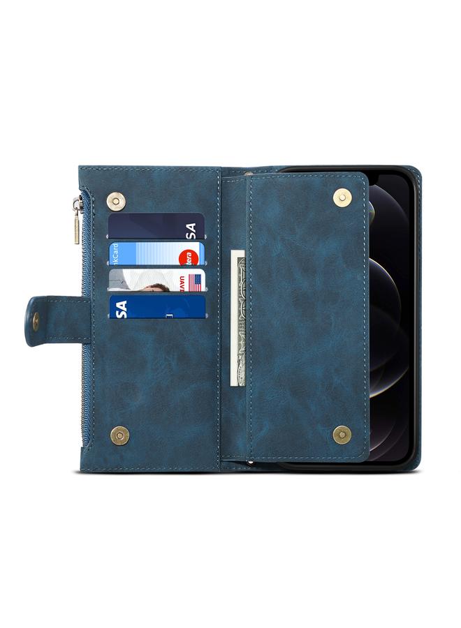 Zaboon Case For iPhone 12 Pro Retro Frosted Horizontal Flip Leather Case with Holder & Card Slot & Wallet & Zipper Pocket & Lanyard - Image 5