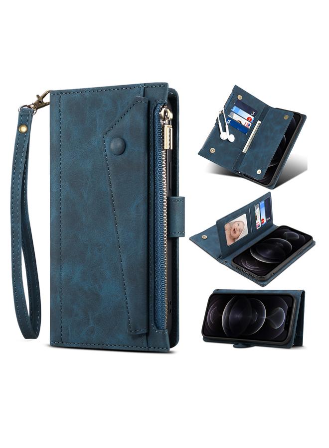 Zaboon Case For iPhone 12 Pro Retro Frosted Horizontal Flip Leather Case with Holder & Card Slot & Wallet & Zipper Pocket & Lanyard - Image 1