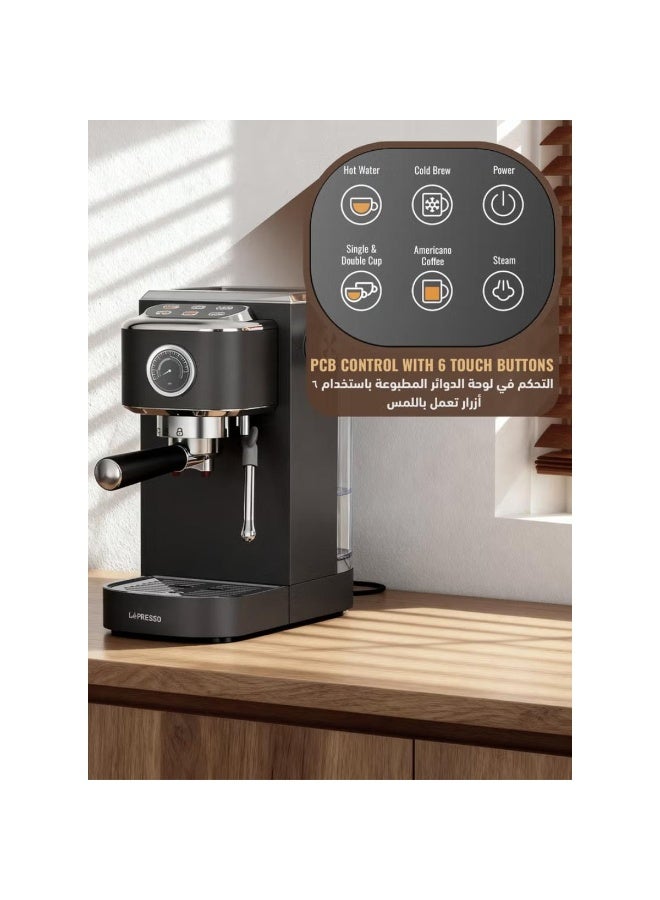 ليبرسو ماكينة تحضير الإسبريسو الساخنة والباردة من ليبريسو، مزودة بتحكم باللمس وهيكل من الفولاذ المقاوم للصدأ ومضخة بضغط 20 بار. - Image 3