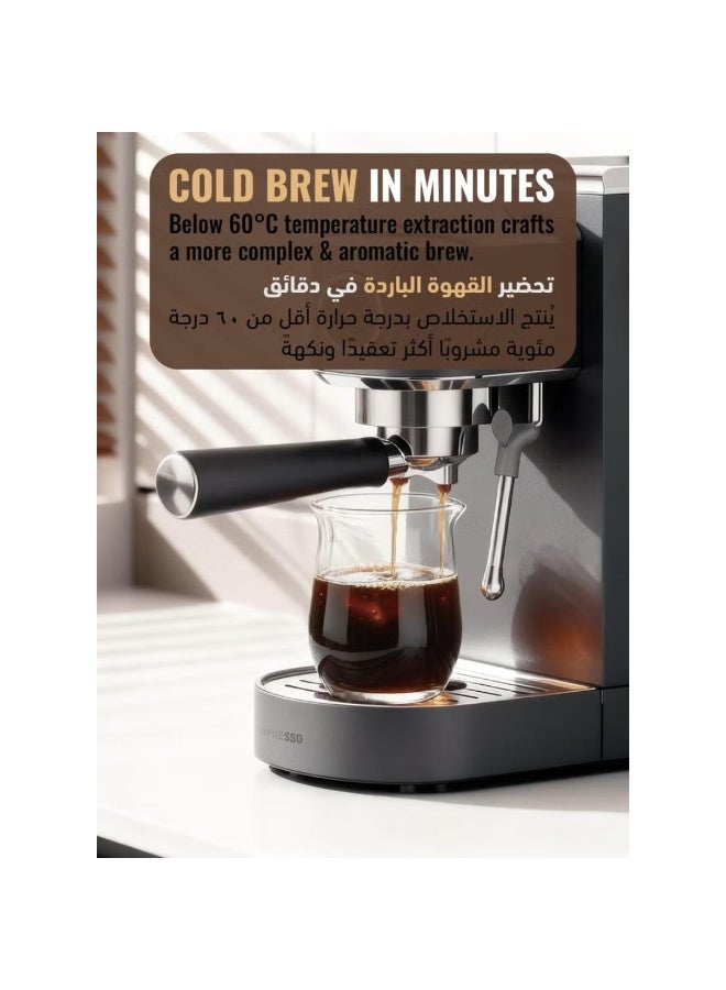 ليبرسو ماكينة تحضير الإسبريسو الساخنة والباردة من ليبريسو، مزودة بتحكم باللمس وهيكل من الفولاذ المقاوم للصدأ ومضخة بضغط 20 بار. - Image 2