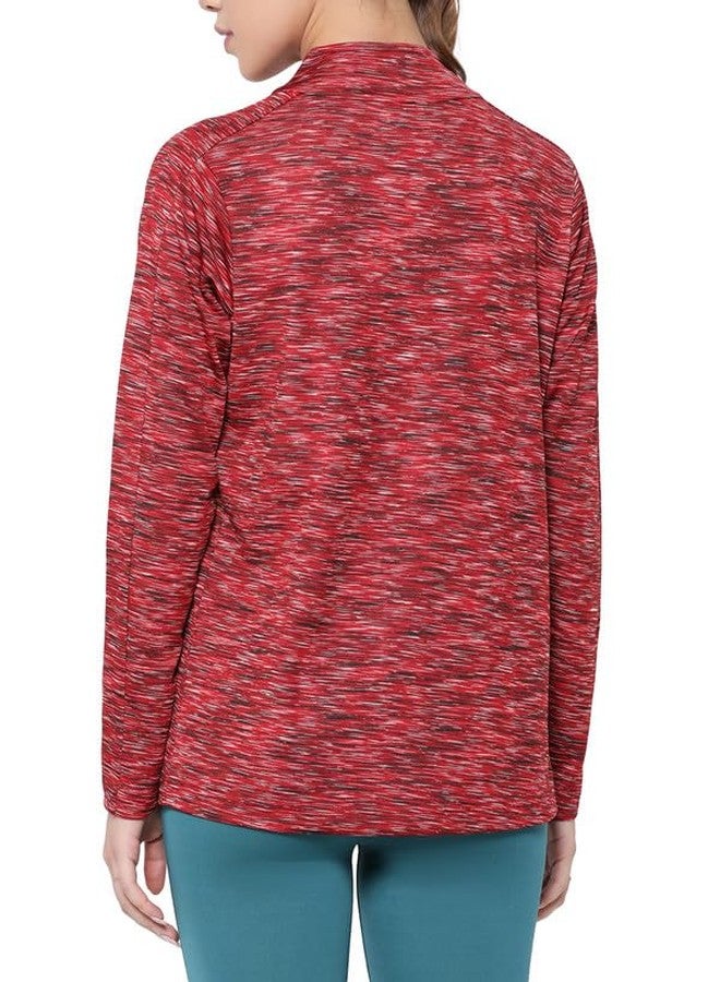 Clovia Women's Comfort-Fit Active Jacket with Melange Effect (AT0171P09_Maroon_S) - Image 4