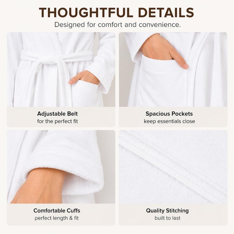 Spa robe for hotel use, organic combed cotton terry cloth, ivory, lightweight and ultra-absorbent luxury comfort - Image 5