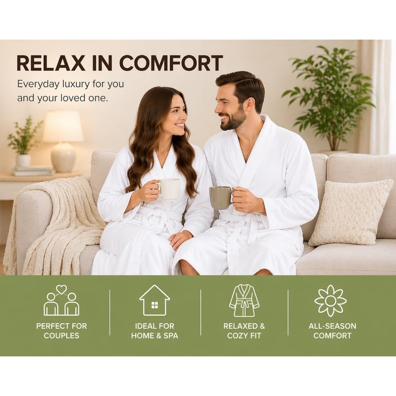 Spa robe for hotel use, organic combed cotton terry cloth, ivory, lightweight and ultra-absorbent luxury comfort - Image 4