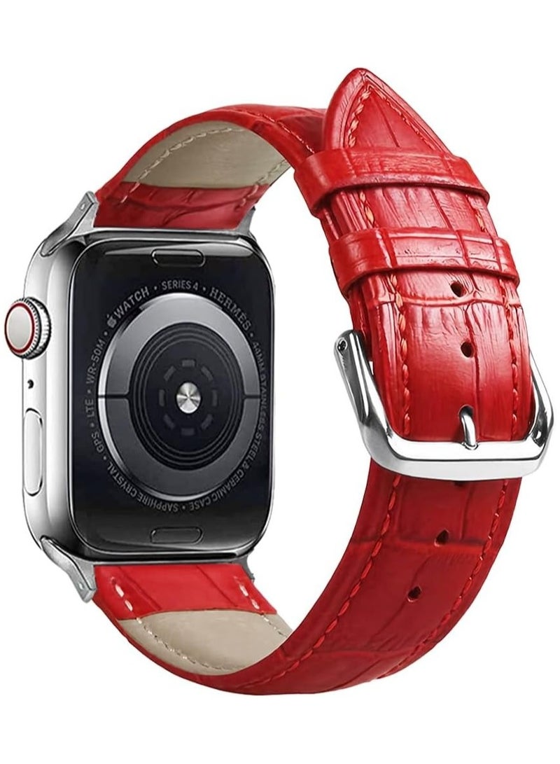 Compatible with Apple Watch Bands  42mm (Series 10） 41mm 40mm 38mm Alligator Genuine Leather Replacement Straps for iWatch Series 10/9/8/7/6/5/4/3 Ultra 2 SE Bicolor for Men and Women - Image 2