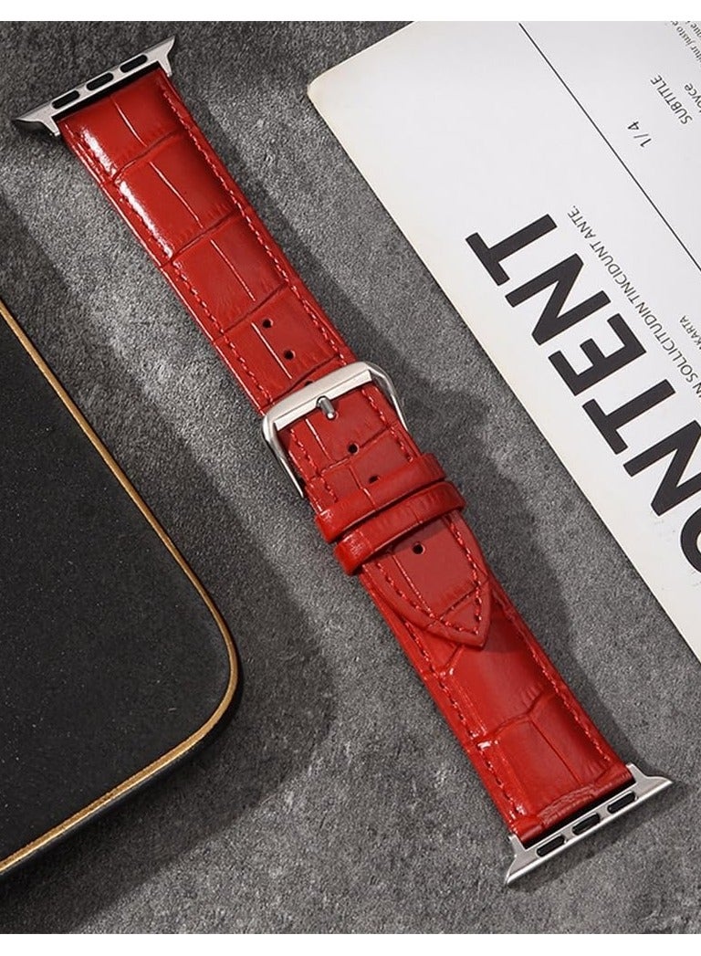 Compatible with Apple Watch Bands  42mm (Series 10） 41mm 40mm 38mm Alligator Genuine Leather Replacement Straps for iWatch Series 10/9/8/7/6/5/4/3 Ultra 2 SE Bicolor for Men and Women - Image 5