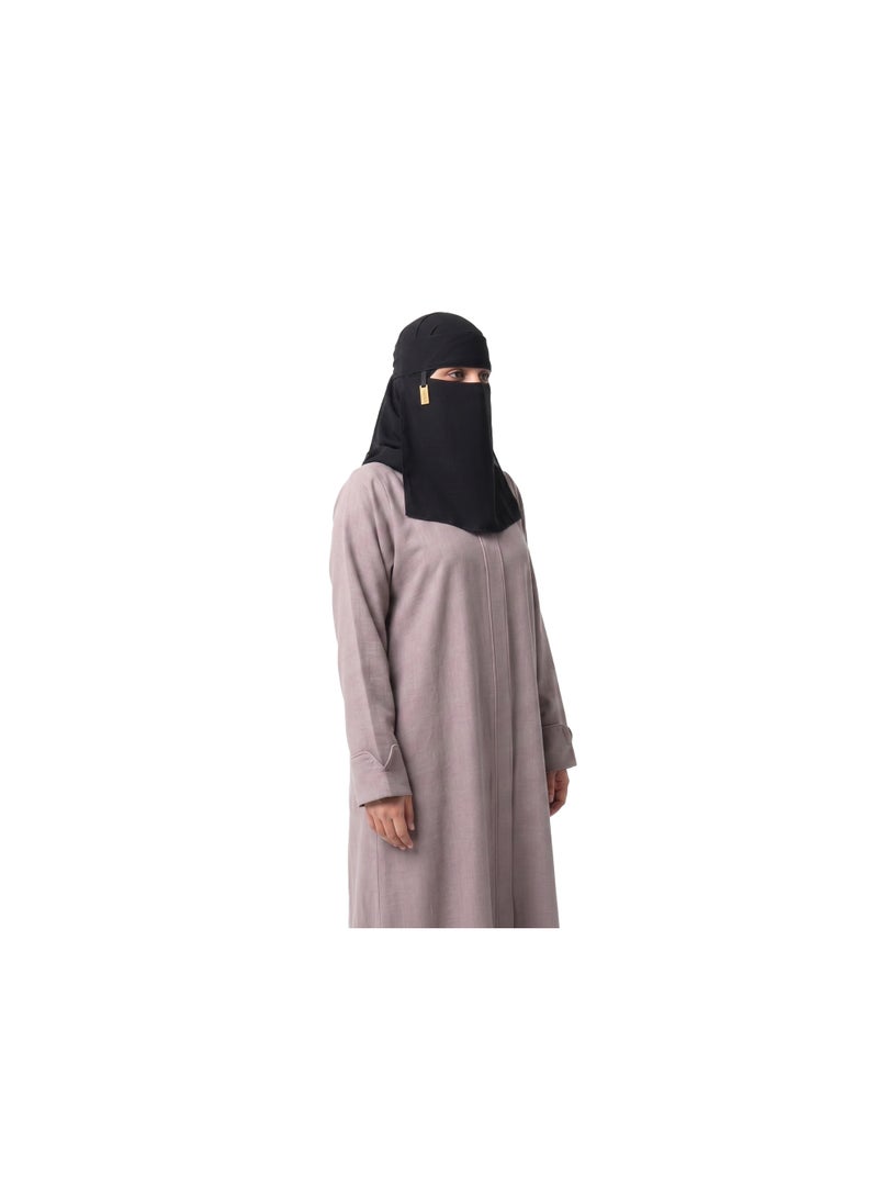 راحمة كوليكشنز نقاب رحمة المميز للنساء - تصميم سعودي كلاسيكي - غطاء وجه من قماش كوري فاخر فائق النعومة - نقاب أسود أنيق، خفيف الوزن، يسمح بمرور الهواء - Image 2