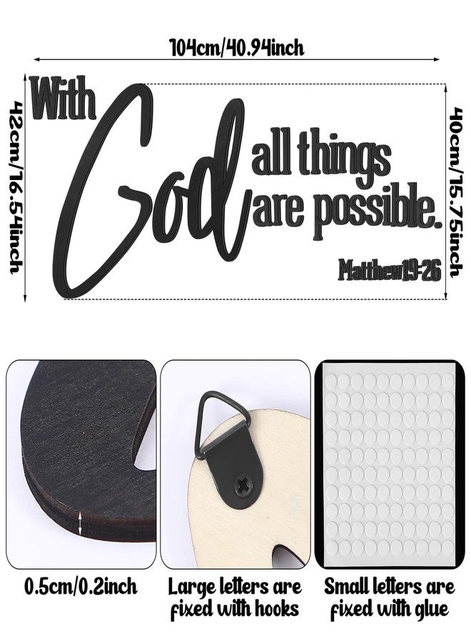 AceOrbit Christian Bible Verses Wall Art Decor with God All Things Are Possible15.7 x 40.9" Wooden Religious Scripture Jesus Wall Decor 3D Letters Hanging Prayer Decoration for Church Home - Image 2