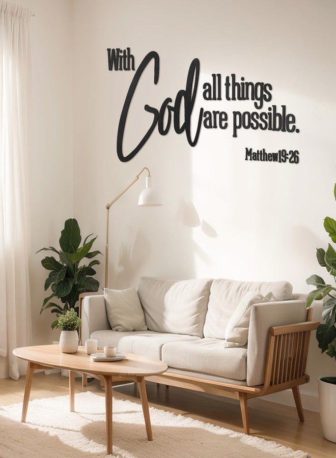 AceOrbit Christian Bible Verses Wall Art Decor with God All Things Are Possible15.7 x 40.9" Wooden Religious Scripture Jesus Wall Decor 3D Letters Hanging Prayer Decoration for Church Home - Image 3