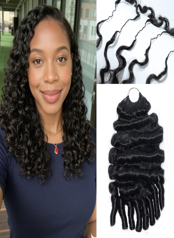 MIMAN Burmese Curly Crochet Human Hair 16" 50g Pre-Separated Miracle Knots Feather Lightweight Pre-Looped Invisible Knot Extensions for Black Women Boho Braids - Image 1