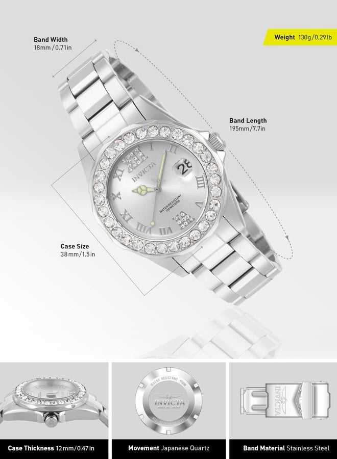 Invicta Women's 15251 Pro Diver Silver Dial Crystal Accented Stainless Steel Watch - Image 3