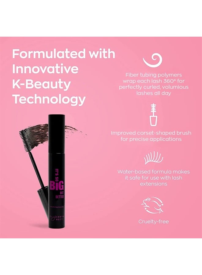 Elizabeth Mott Black Volumizing Smudge-Proof, Water-Resistant Mascara - Cruelty Free Lash Extending Mascara with Hourglass Wand - No Clump Tubing Mascara, Full-Size - 10ml - Image 3