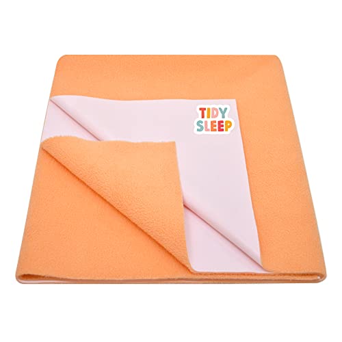 Tidy Sleep Instadry Anti-Piling Fleece Extra Absorbent Quick Dry Sheet for New Born Babies, Cotton Bed Protector Mattress Pack of 1 Peach Medium (100x70) cm - Image 1