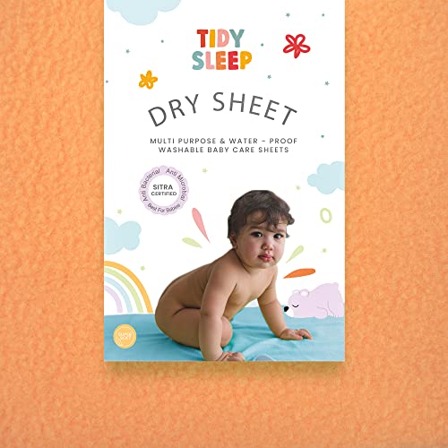 Tidy Sleep Instadry Anti-Piling Fleece Extra Absorbent Quick Dry Sheet for New Born Babies, Cotton Bed Protector Mattress Pack of 1 Peach Medium (100x70) cm - Image 2