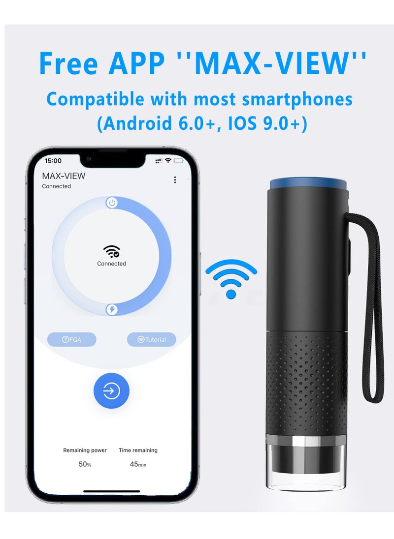 Captaintech Handheld Wireless Digital Microscope with LED Lights, Portable HD Magnifier for 50x to 1000x USB Magnification  - Image 3