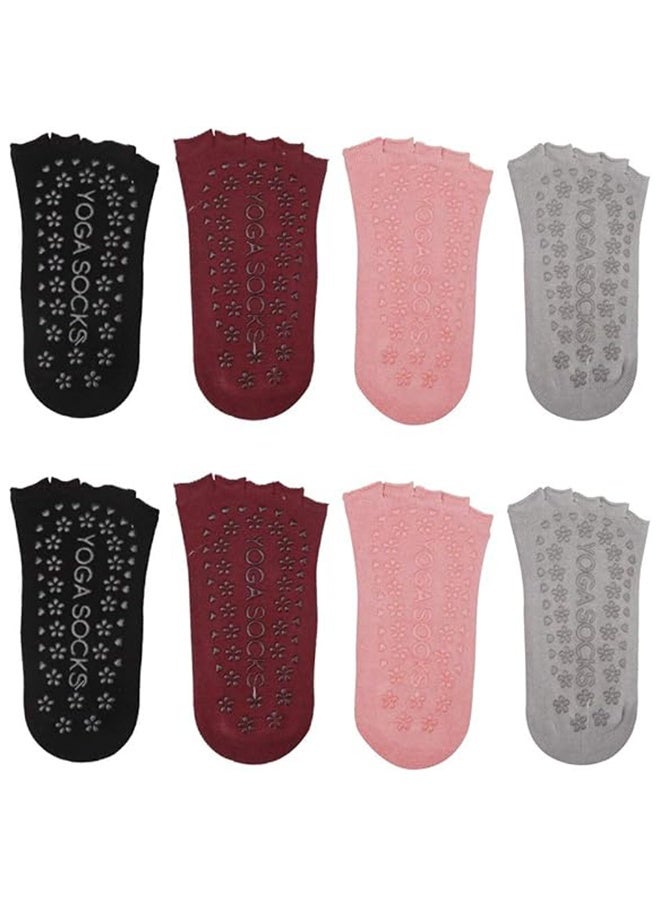 Sweet Life 4 Pairs Non Slip Pilates Socks,Yoga Socks for Women, Women's Yoga Socks with Toes, Clasped Pilates Socks for Ballet Pilates Barre Dance - Image 5