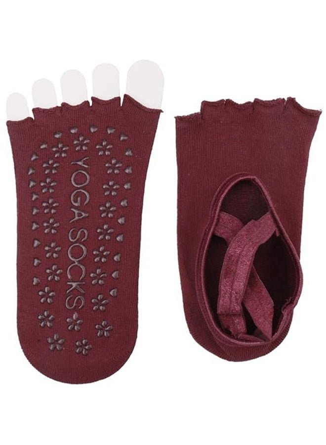 Sweet Life 4 Pairs Non Slip Pilates Socks,Yoga Socks for Women, Women's Yoga Socks with Toes, Clasped Pilates Socks for Ballet Pilates Barre Dance - Image 2