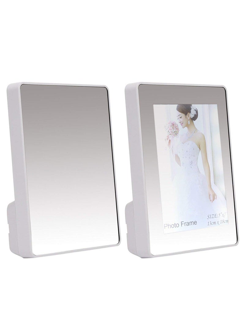 SNOWBIRD - SNOWBIRD 2 in 1 Magic Mirror Rectangular Floor Standing Photo Frame White - Image 1
