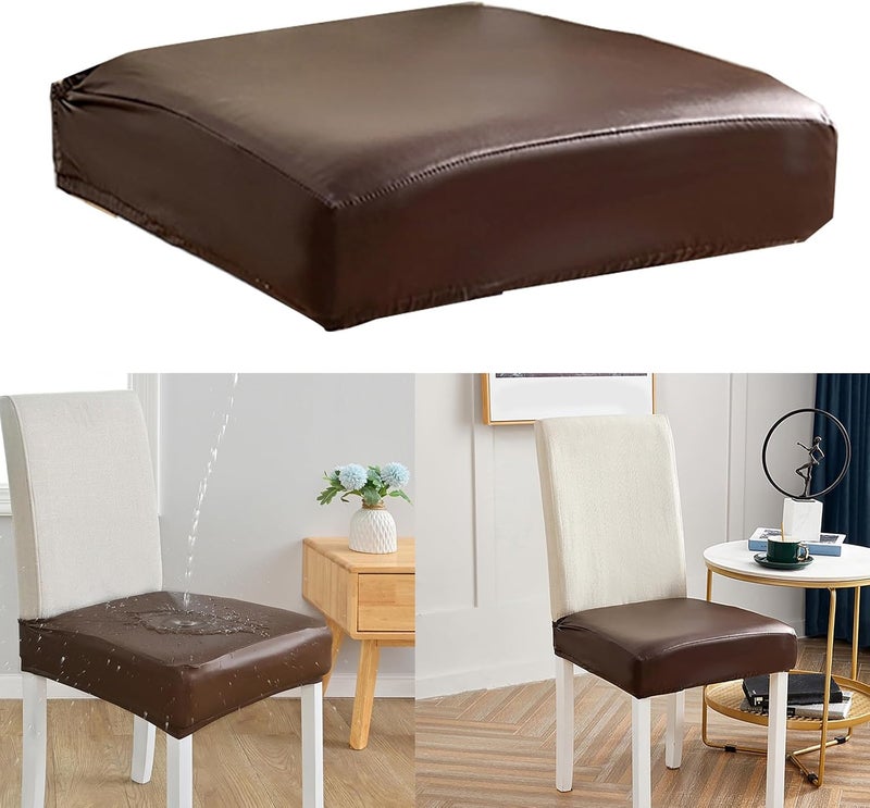 PU Leather Chair Covers Waterproofs Dining Room Stretch Seats Protectors Home Decoration Covers Wedding Waterproofs Chair Cover - Image 2