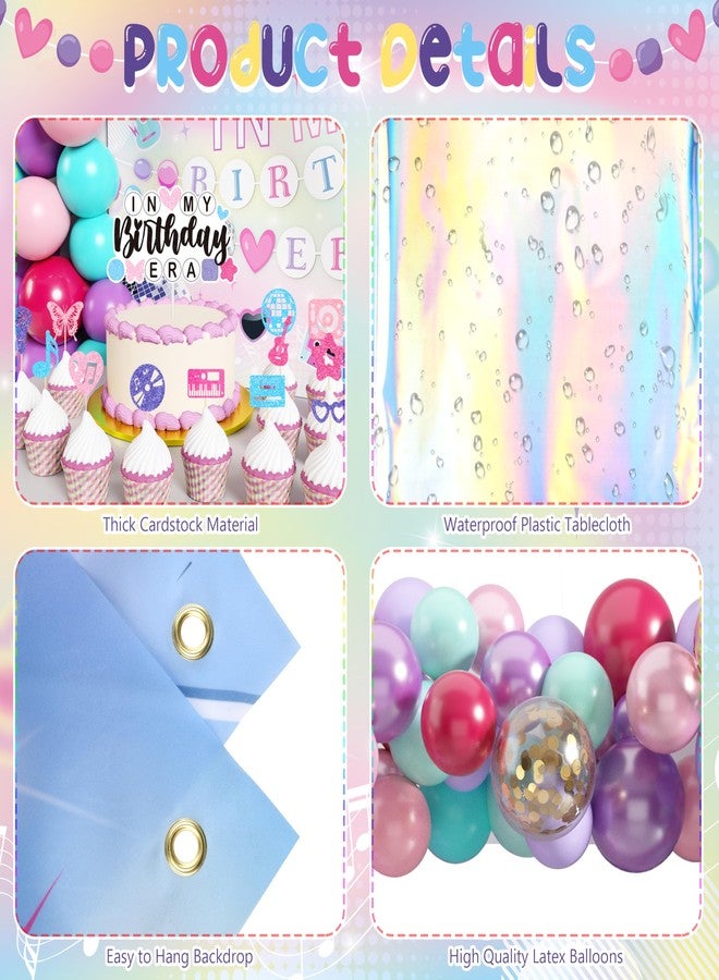 THAWAY In My Birthday Era Decorations, Music Birthday Decorations, Popular Singer Theme Party Supplies for Girls Pink Purple Balloon Arch Friendship Bracelet Garland Backdrop Cake Toppers Hanging Swirls - Image 4